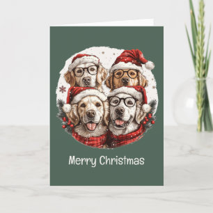 Vrolijk Kerstmis Gouden Retriever Honden Feestdagen Kaart