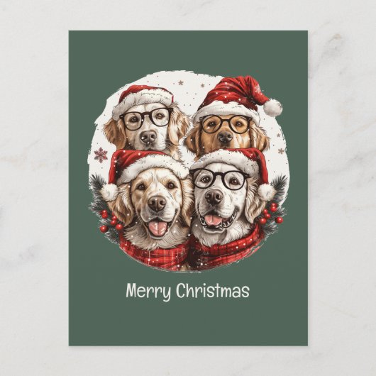 Vrolijk Kerstmis Gouden Retriever Honden Feestdagenkaart (Voorkant)
