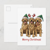 Vrolijk Kerstmis Gouden Retriever Honden Feestdagenkaart (Voorkant / Achterkant)