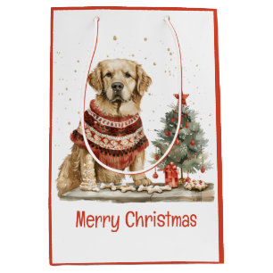Vrolijk Kerstmis Gouden Retriever Honden Medium Cadeauzakje
