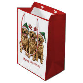 Vrolijk Kerstmis Gouden Retriever Honden Medium Cadeauzakje (Achterkant Gekanteld)