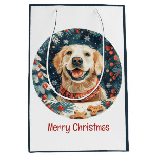 Vrolijk Kerstmis Gouden Retriever Honden Medium Cadeauzakje
