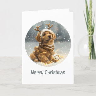 Vrolijk Kerstmis Gouden Retriever Puppy Feestdagen Kaart