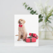 Vrolijk Kerstmis Gouden Retriever Puppy Feestdagenkaart (Staand voorkant)