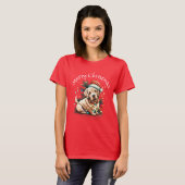 Vrolijk Kerstmis Gouden Retriever Puppy T-shirt (Voorkant volledig)