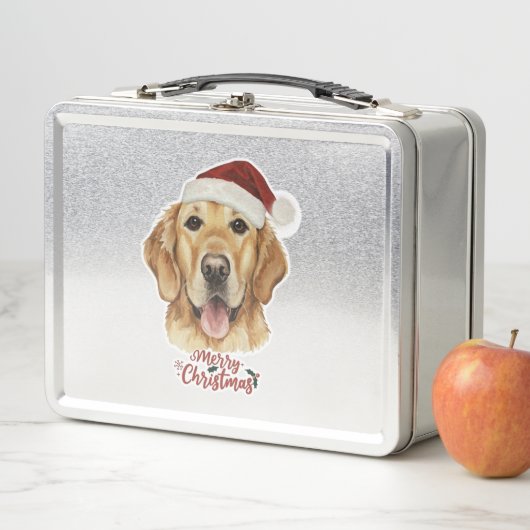 Vrolijk Kerstmis Gouden Retriver hond (In situ)