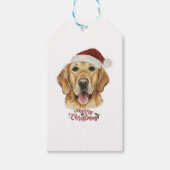 Vrolijk Kerstmis Gouden Retriver hond Cadeaulabel (Voorkant)