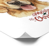 Vrolijk Kerstmis Gouden Retriver hond Poster (Hoek)