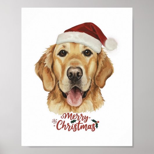 Vrolijk Kerstmis Gouden Retriver hond Poster (Voorkant)