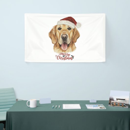 Vrolijk Kerstmis Gouden Retriver hond Spandoek (Beurs)