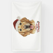 Vrolijk Kerstmis Gouden Retriver hond Spandoek (Verticaal)