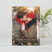 Vrolijk Kerstmis Gouden Sparkle 4 FOTO Groet Feestdagenkaart (Staand voorkant)