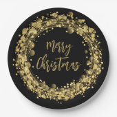 Vrolijk Kerstmis Gouden Sterren Papieren Bordje (Voorkant)