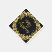 Vrolijk Kerstmis Gouden Sterren Servet (Hoek)