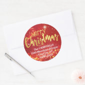 Vrolijk Kerstmis, Gouden/Witte Lichten, Terugkeera Ronde Sticker (Envelop)