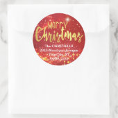 Vrolijk Kerstmis, Gouden/Witte Lichten, Terugkeera Ronde Sticker (Tas)