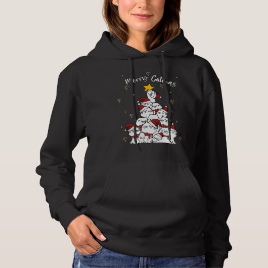 Vrolijk Kerstmis grappig Kerstmis Santa kat boom c Hoodie (Voorkant)