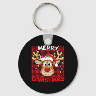 Vrolijk Kerstmis Grappig Rendier Xmas Familie Sleutelhanger