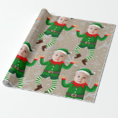 Vrolijk Kerstmis Grappig Santa's Elves Custom Face Cadeaupapier (Uitgerold)