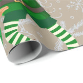 Vrolijk Kerstmis Grappig Santa's Elves Custom Face Cadeaupapier (Rol Hoek)