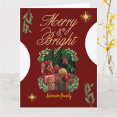 Vrolijk Kerstmis grappige heldere boog Foto Kaart (Gele Bloem)