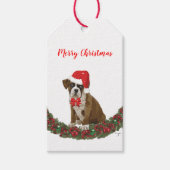 Vrolijk Kerstmis Grappige Hond Whimsical Boom Rood Cadeaulabel (Voorkant)