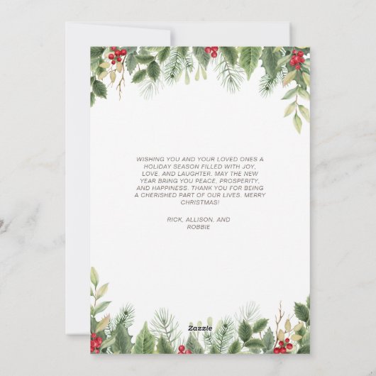 Vrolijk Kerstmis Groen 4 Fotocollage Feestdagenkaart (Achterkant)