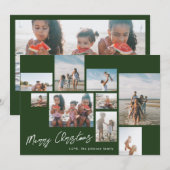 VROLIJK KERSTMIS Groen | 9 Fotocollage | Modern Feestdagenkaart (Voorkant / Achterkant)