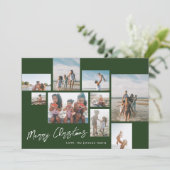 VROLIJK KERSTMIS Groen | 9 Fotocollage | Modern Feestdagenkaart (Staand voorkant)