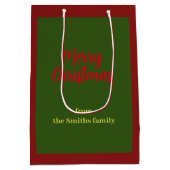 Vrolijk Kerstmis Groen en Rood Minimaal Medium Cadeauzakje (Achterkant)