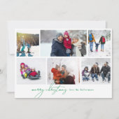 Vrolijk Kerstmis Groen geschreven | 9 multi foto Feestdagenkaart (Voorkant)