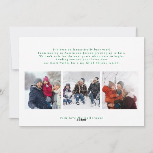 Vrolijk Kerstmis Groen geschreven | 9 multi foto Feestdagenkaart (Achterkant)