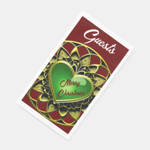 Vrolijk Kerstmis Groen Hart Servet