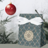 Vrolijk Kerstmis Groen Ivoor Blad Blad Lattice Bedankdoosjes