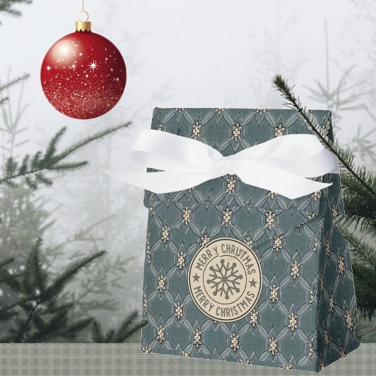 Vrolijk Kerstmis Groen Ivoor Blad Blad Lattice Bedankdoosjes