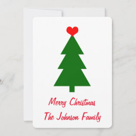 Vrolijk Kerstmis Groen Kerstboom Rood Hart Feestdagenkaart
