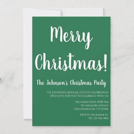 Vrolijk Kerstmis Groen Kerstfeest Kaart (Voorkant)