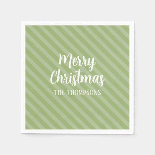 Vrolijk Kerstmis Groen Minimalistisch Eenvoudig Ge Servet (Voorkant)