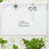 Vrolijk Kerstmis Groen Monogram Bauble Ornamenten Theedoek (Gevouwen)