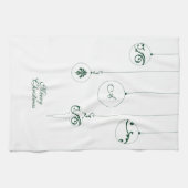 Vrolijk Kerstmis Groen Monogram Bauble Ornamenten Theedoek (Horizontaal)