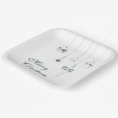 Vrolijk Kerstmis Groen Monogram Bauble Square Papieren Bordje (Gebogen)