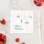 Vrolijk Kerstmis Groen Monogram Bauble Square Servet (Insitu)