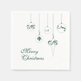 Vrolijk Kerstmis Groen Monogram Bauble Square Servet