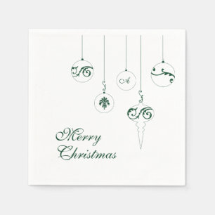 Vrolijk Kerstmis Groen Monogram Bauble Square Servet