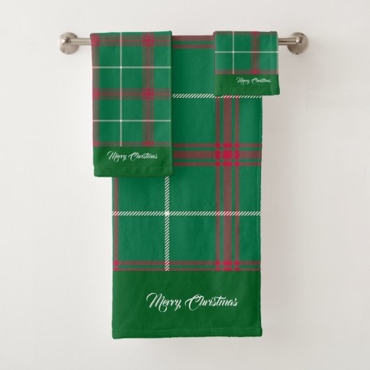 Vrolijk Kerstmis Groen Plaid Bad Handdoek (Insitu)