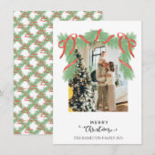 Vrolijk Kerstmis Groen Rood Garland Foto Feestdagenkaart (Voorkant / Achterkant)