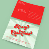 Vrolijk Kerstmis Groen Rood Leuk Retro Typografie Briefkaart