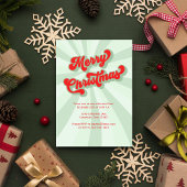 Vrolijk Kerstmis Groen Rood Leuk Retro Typografie Kaart