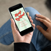 Vrolijk Kerstmis Groen Rood Leuk Retro Typografie Kaart