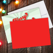Vrolijk Kerstmis Groen Rood Leuk Retro Typografie Kaart